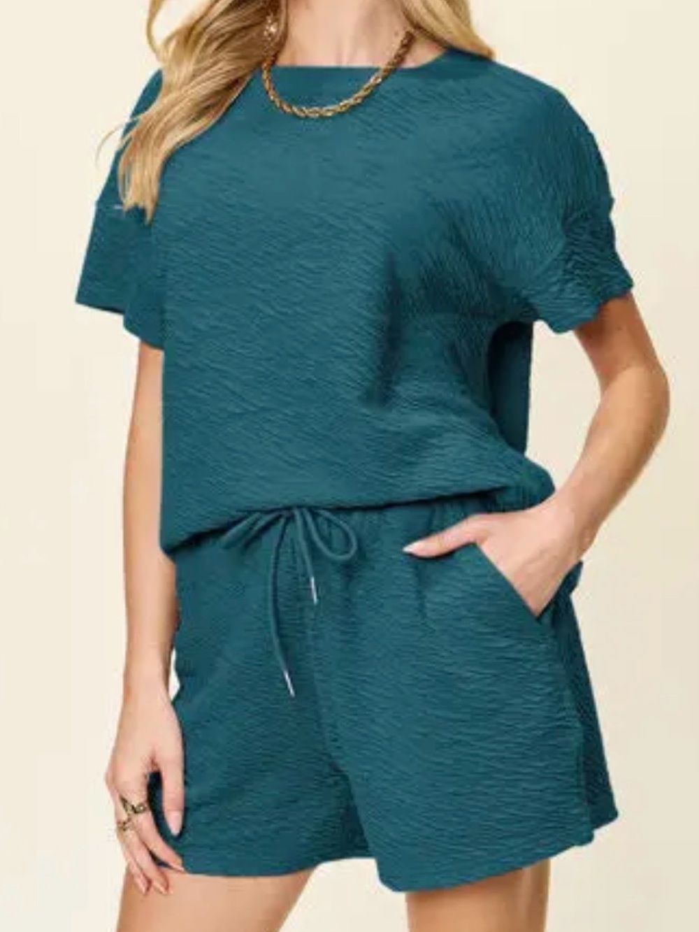 Women’s Drawstring Waist Knit Shorts - Dark Green